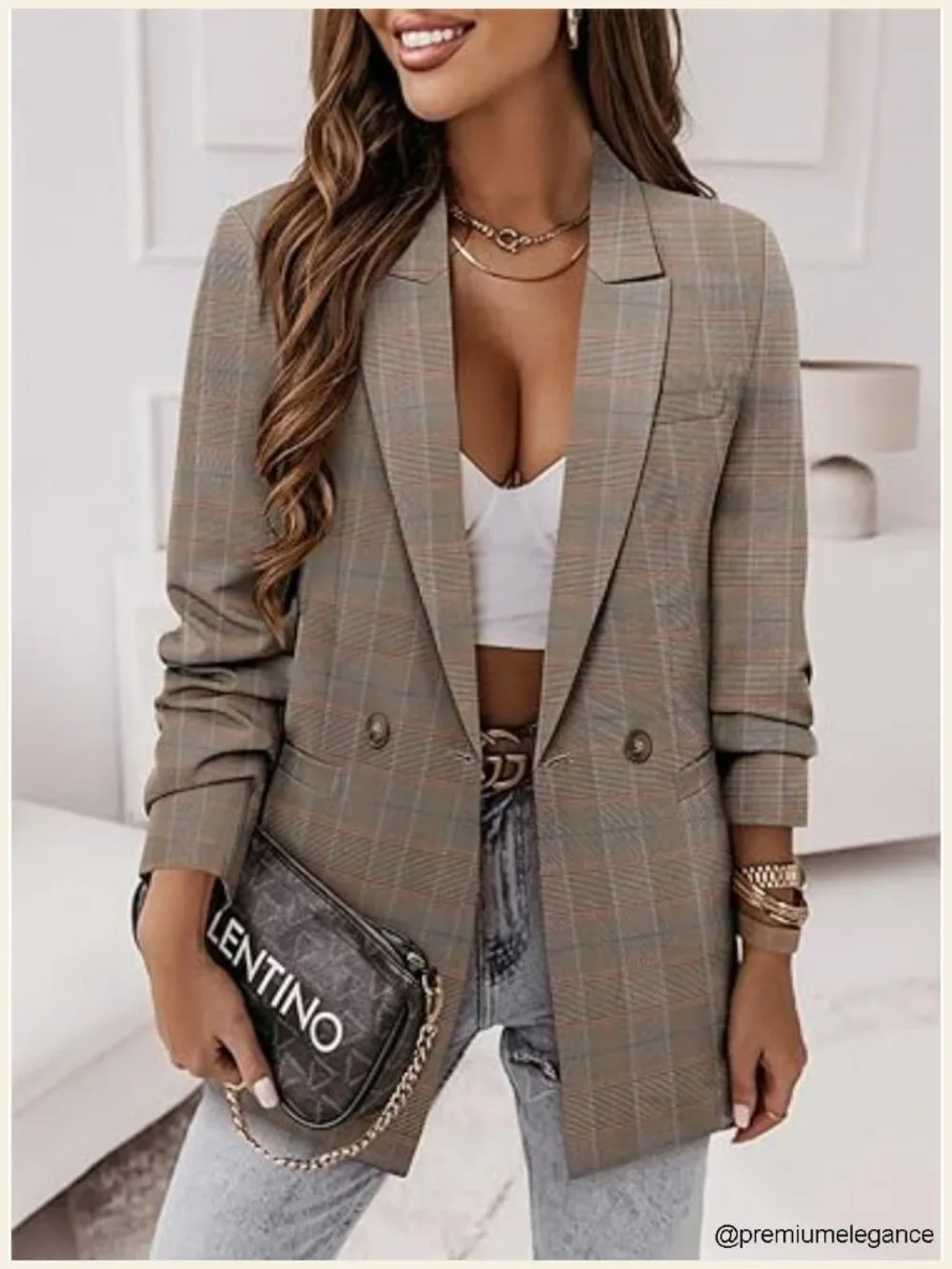 Women's Business Casual Blazer with Notched Lapel, Lined, Two Pockets